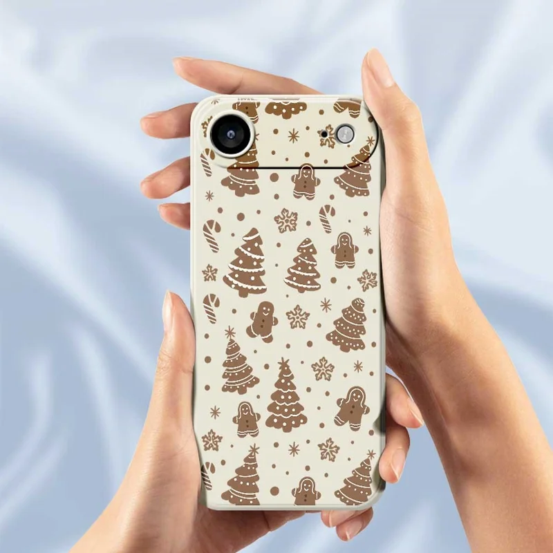 For iPhone Air Case Christmas Gingerbread Pattern Printing Straight Edge TPU Phone Back Cover - Beige