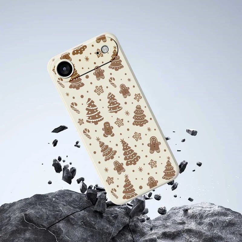 For iPhone Air Case Christmas Gingerbread Pattern Printing Straight Edge TPU Phone Back Cover - Beige