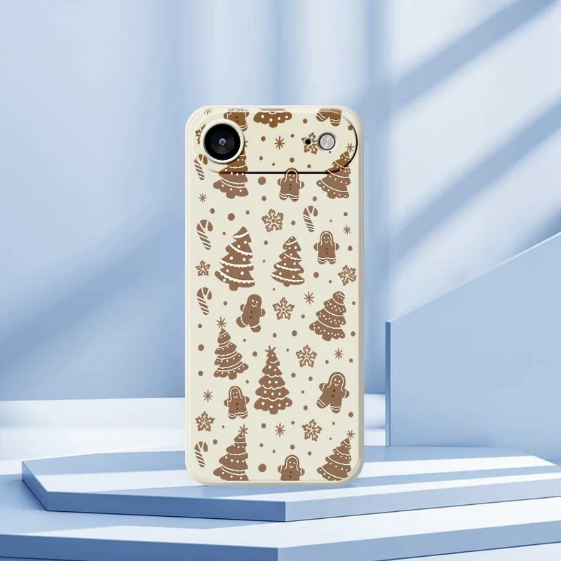 For iPhone Air Case Christmas Gingerbread Pattern Printing Straight Edge TPU Phone Back Cover - Beige