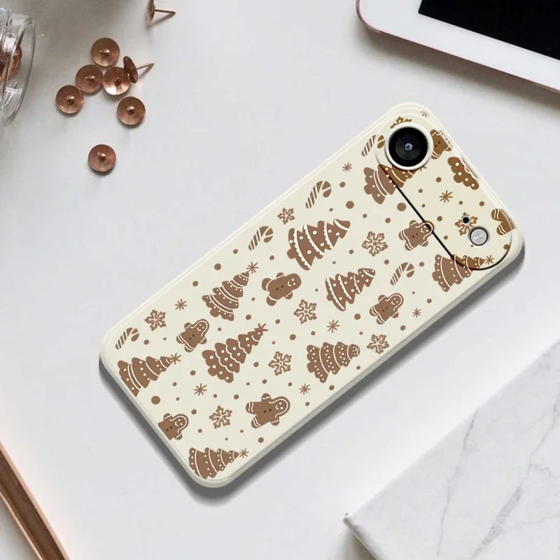 For iPhone Air Case Christmas Gingerbread Pattern Printing Straight Edge TPU Phone Back Cover - Beige