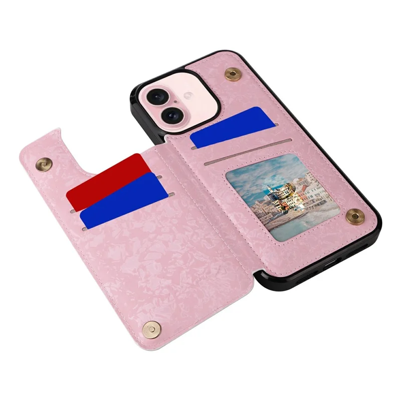 Für iPhone 17 Hülle Blumen Leder TPU RFID Blocking Handyhülle mit Kartenfächern - Rose