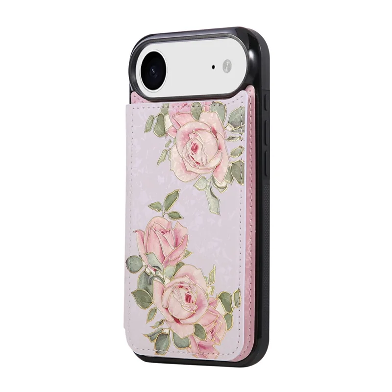 For iPhone Air Case Flower Leather TPU RFID Blocking Phone Cover Card Slots - Rose Flower