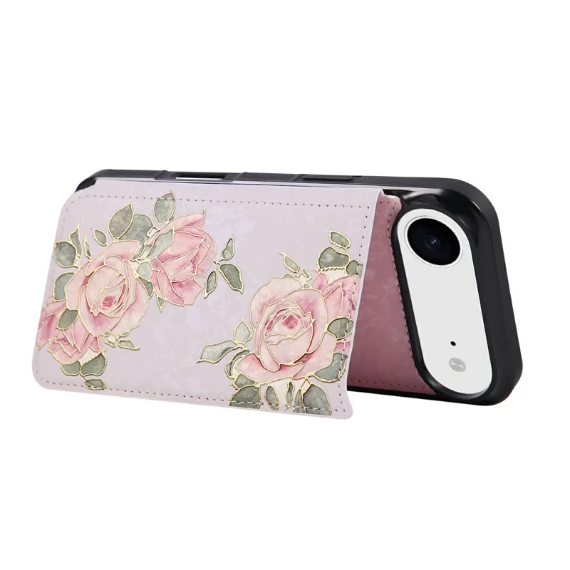 For iPhone Air Case Flower Leather TPU RFID Blocking Phone Cover Card Slots - Rose Flower