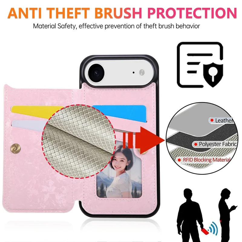 For iPhone Air Case Flower Leather TPU RFID Blocking Phone Cover Card Slots - Rose Flower