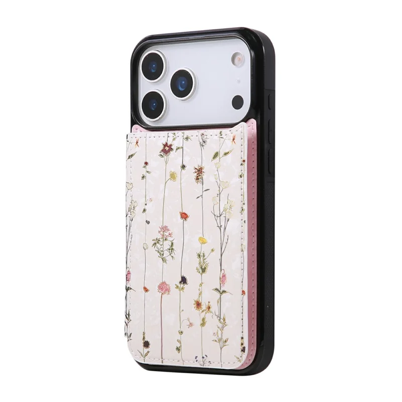 Für iPhone 17 Pro Hülle Blumen Leder TPU RFID Blocking Handyhülle mit Kartenfächern - Getrocknete Blume