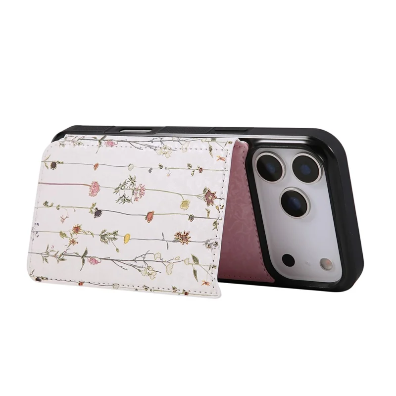 Für iPhone 17 Pro Hülle Blumen Leder TPU RFID Blocking Handyhülle mit Kartenfächern - Getrocknete Blume