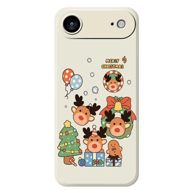 TPU-telefoonhoesje met kerstcadeaurendertje patroon voor iPhone Air Rechte rand Beige
