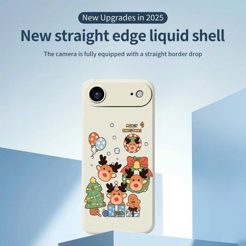 TPU-telefoonhoesje met kerstcadeaurendertje patroon voor iPhone Air Rechte rand Beige