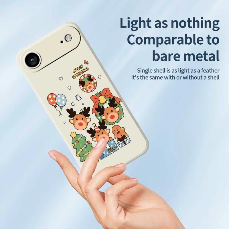 TPU-telefoonhoesje met kerstcadeaurendertje patroon voor iPhone Air Rechte rand Beige