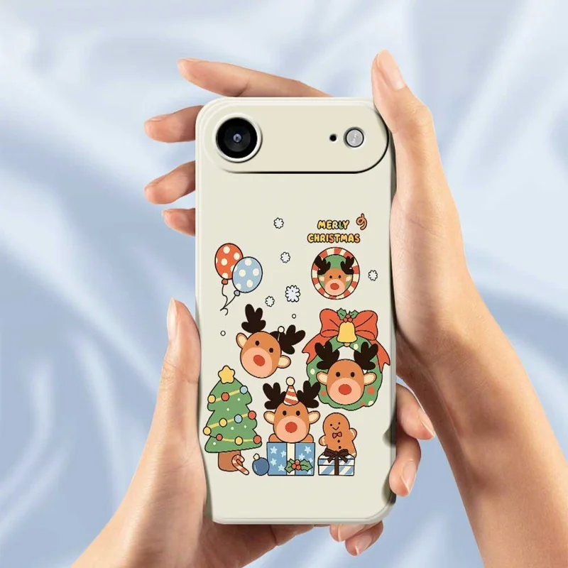 TPU-telefoonhoesje met kerstcadeaurendertje patroon voor iPhone Air Rechte rand Beige