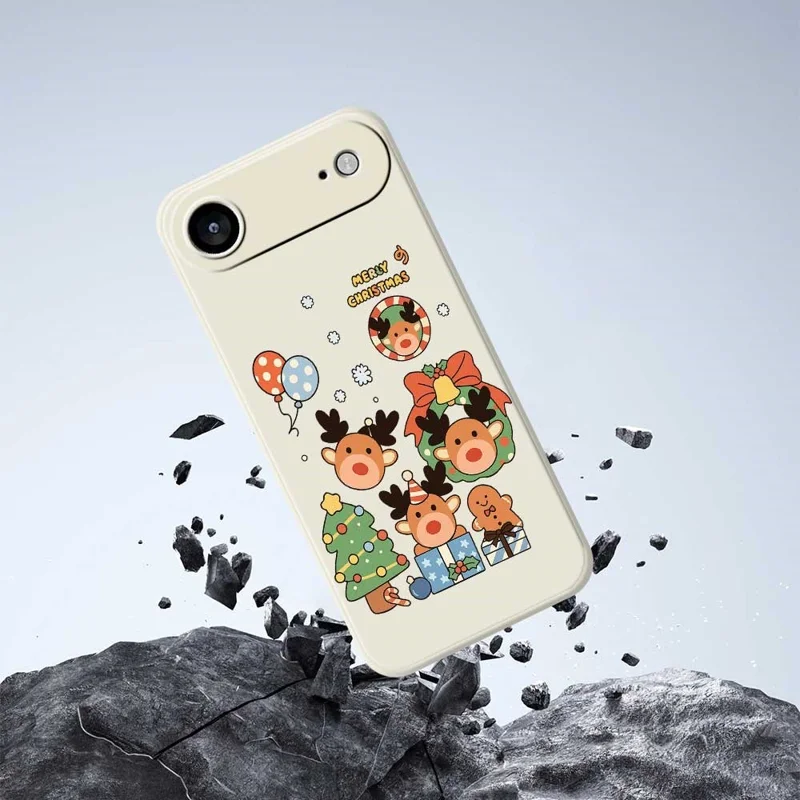 TPU-telefoonhoesje met kerstcadeaurendertje patroon voor iPhone Air Rechte rand Beige