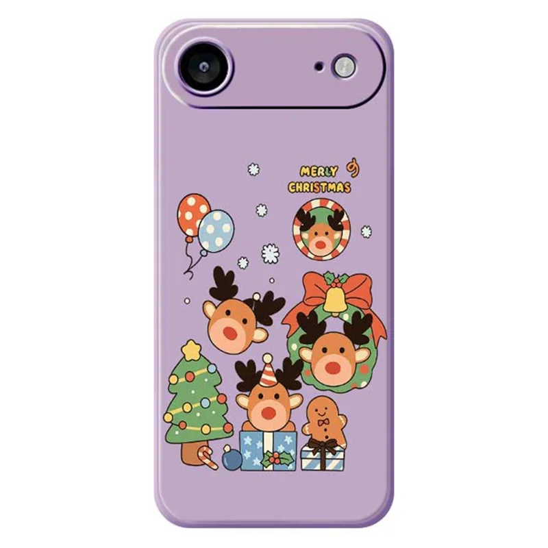 For iPhone Air Case Christmas Gift Deer Pattern Printing Straight Edge TPU Phone Back Cover - Purple