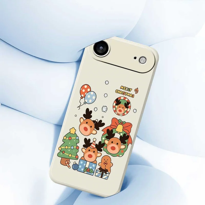 For iPhone Air Case Christmas Gift Deer Pattern Printing Straight Edge TPU Phone Back Cover - Purple