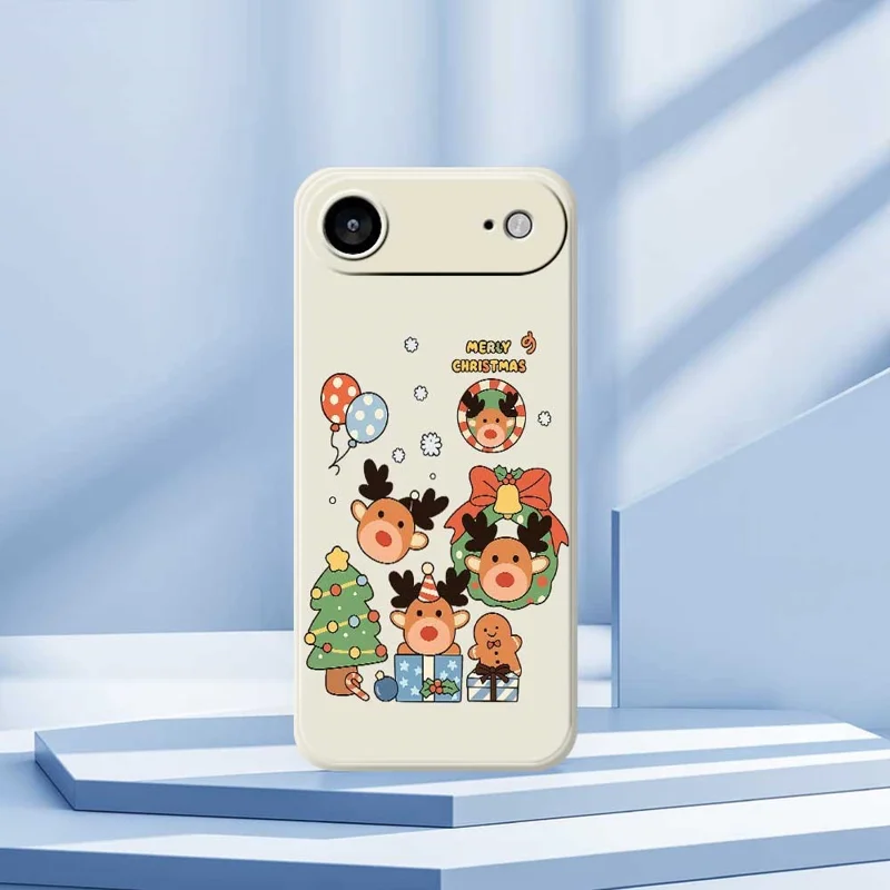 For iPhone Air Case Christmas Gift Deer Pattern Printing Straight Edge TPU Phone Back Cover - Purple