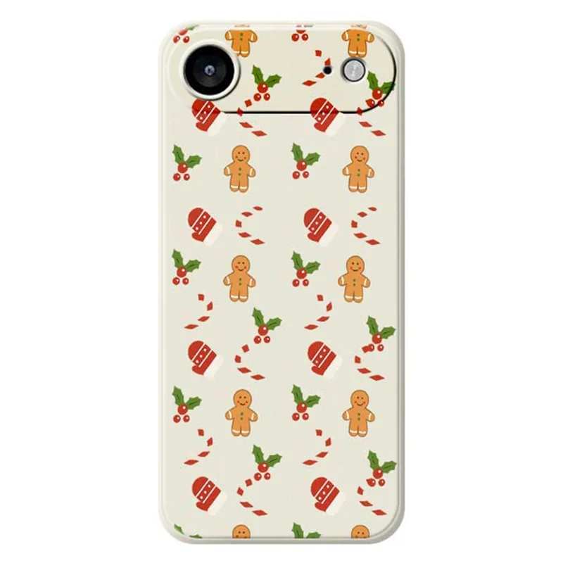 For iPhone Air Case Gingerbread Gloves Pattern Printing Straight Edge TPU Phone Back Cover - Beige