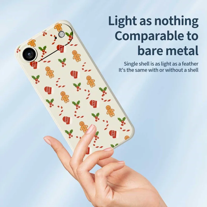 For iPhone Air Case Gingerbread Gloves Pattern Printing Straight Edge TPU Phone Back Cover - Beige