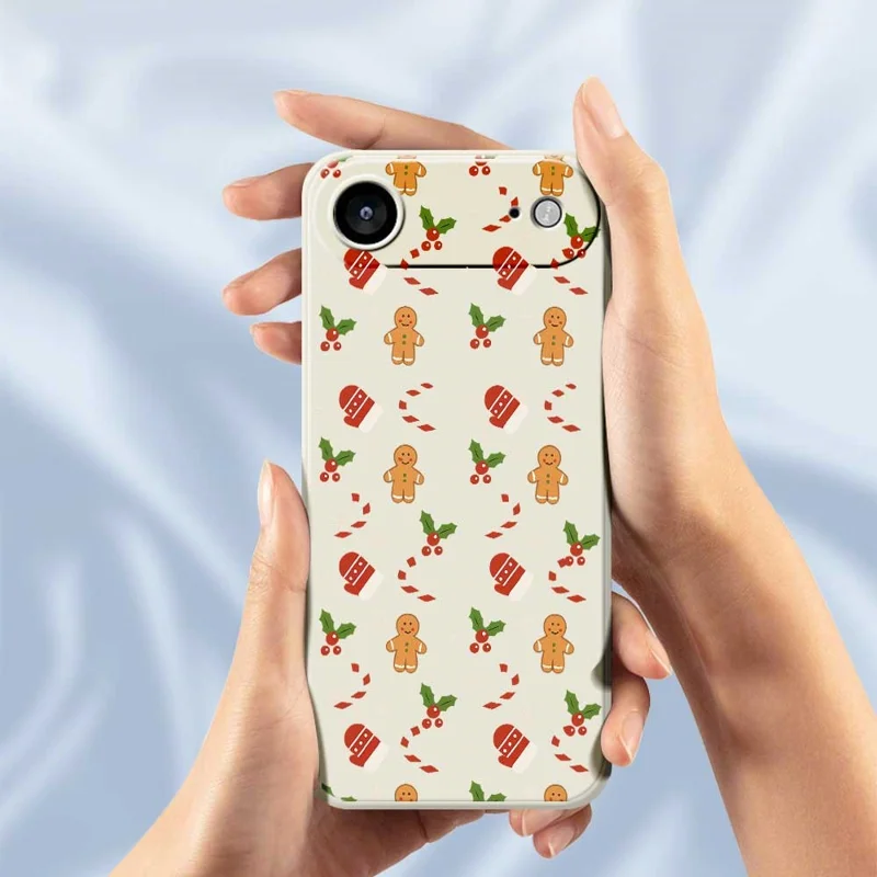For iPhone Air Case Gingerbread Gloves Pattern Printing Straight Edge TPU Phone Back Cover - Beige