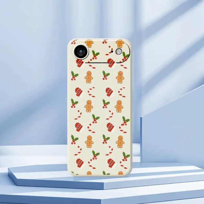 For iPhone Air Case Gingerbread Gloves Pattern Printing Straight Edge TPU Phone Back Cover - Beige