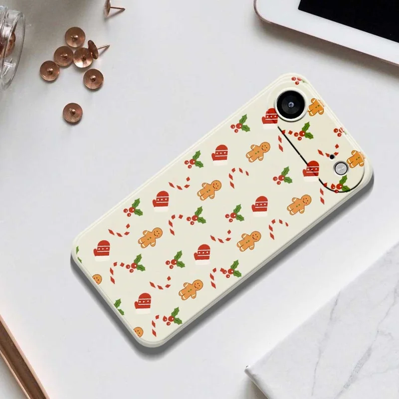 For iPhone Air Case Gingerbread Gloves Pattern Printing Straight Edge TPU Phone Back Cover - Beige