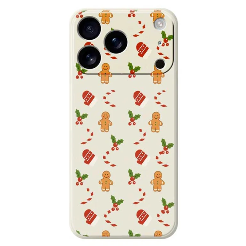 Voor iPhone 17 Pro-hoesje met kerstkruidenmannetjeshandschoenenpatroon Rechte rand TPU-telefoonhoesje - Beige