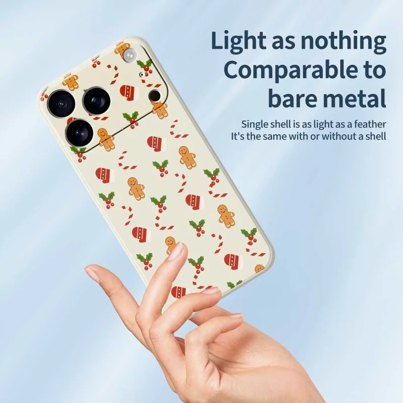Für iPhone 17 Pro Max Hülle Lebkuchenhandschuh-Muster Druck Gerade Kante TPU Handy Rückseite Schutzhülle - Beige