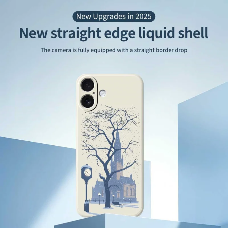 Cover per iPhone 17 con Motivo del Castello Esterno Stampato, Bordo Dritto, Cover Posteriore TPU - Verde