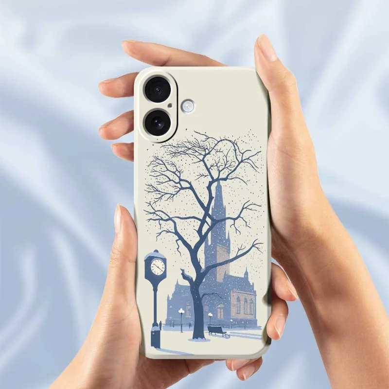 Cover per iPhone 17 con Motivo del Castello Esterno Stampato, Bordo Dritto, Cover Posteriore TPU - Verde