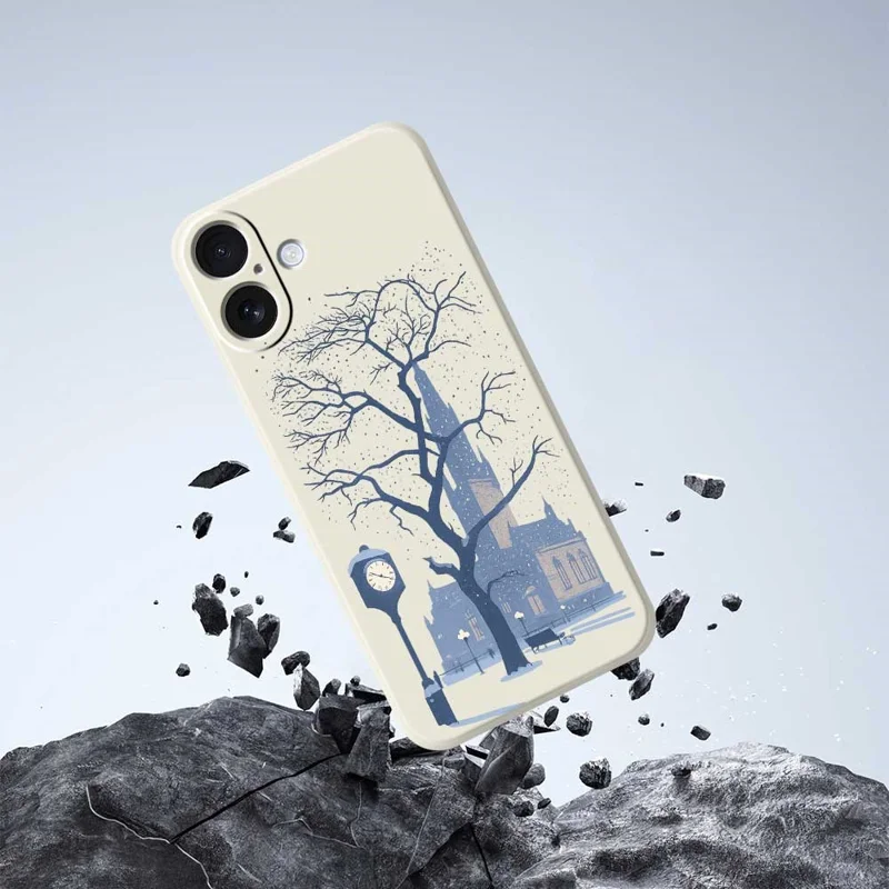 Cover per iPhone 17 con Motivo del Castello Esterno Stampato, Bordo Dritto, Cover Posteriore TPU - Verde