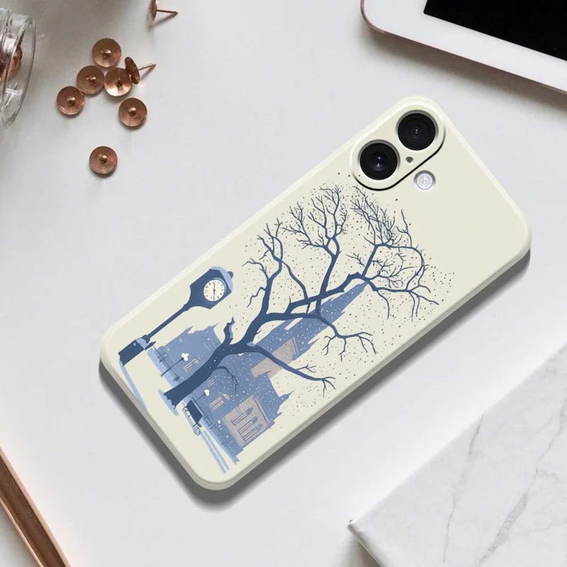 Cover per iPhone 17 con Motivo del Castello Esterno Stampato, Bordo Dritto, Cover Posteriore TPU - Verde