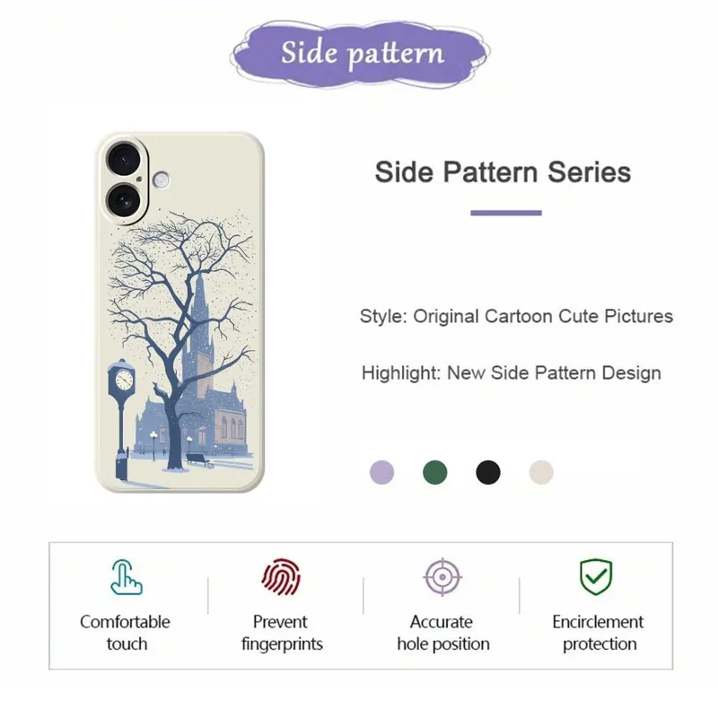 Cover per iPhone 17 con Motivo del Castello Esterno Stampato, Bordo Dritto, Cover Posteriore TPU - Verde
