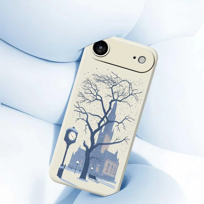 Pour iPhone 17 Air Case Motif d'impression du château extérieur de la rue Bord droit Coque de téléphone TPU - Beige