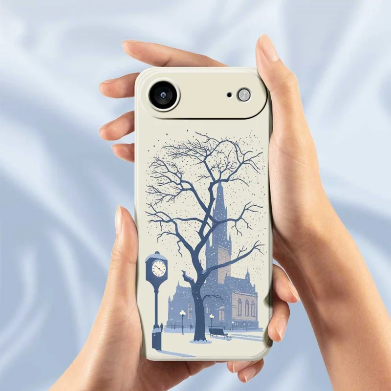 Pour iPhone 17 Air Case Motif d'impression du château extérieur de la rue Bord droit Coque de téléphone TPU - Beige