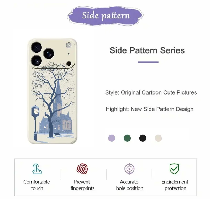 For iPhone 17 Pro Case Street Outside The Castle Pattern Printing Straight Edge TPU Phone Back Cover - Green