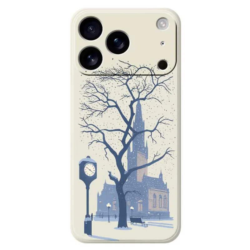 Für iPhone 17 Pro Max Hülle Straßenmotiv Außerhalb der Burgmauer Muster Druck Gerade Kante TPU Handy Rückseite Schutzhülle - Beige