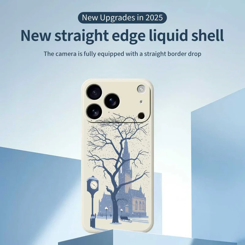 Für iPhone 17 Pro Max Hülle Straßenmotiv Außerhalb der Burgmauer Muster Druck Gerade Kante TPU Handy Rückseite Schutzhülle - Beige