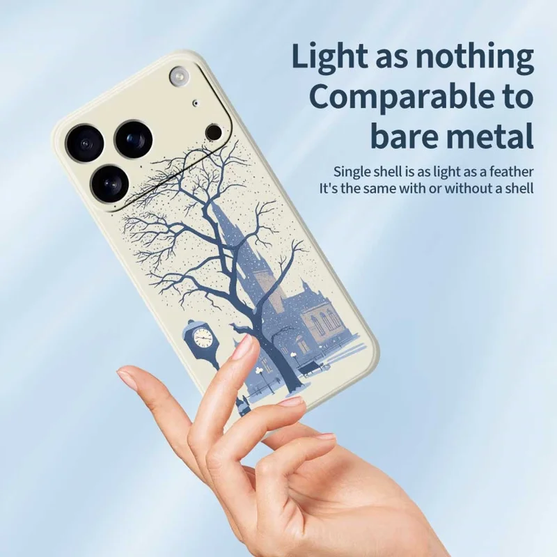 Für iPhone 17 Pro Max Hülle Straßenmotiv Außerhalb der Burgmauer Muster Druck Gerade Kante TPU Handy Rückseite Schutzhülle - Beige