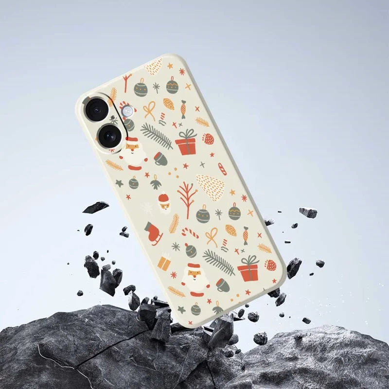 Étui pour iPhone 17 Motif de cadeaux de bonbons Impression à bord droit Housse de téléphone TPU - Beige