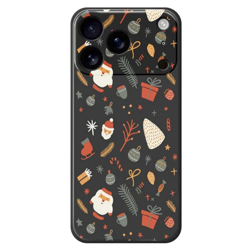 For iPhone 17 Pro Case Candy Gifts Pattern Printing Straight Edge TPU Phone Back Cover - Black