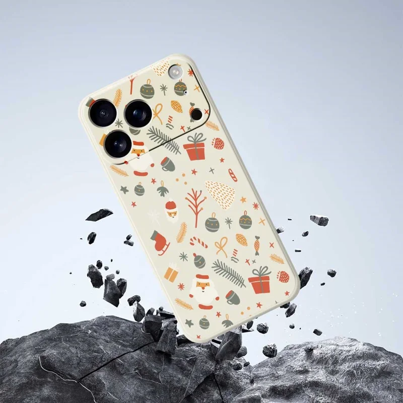 Für iPhone 17 Pro Max Hülle mit Candy-Motiv, Musteraufdruck, gerader Kante, TPU Handyrückseite - Beige