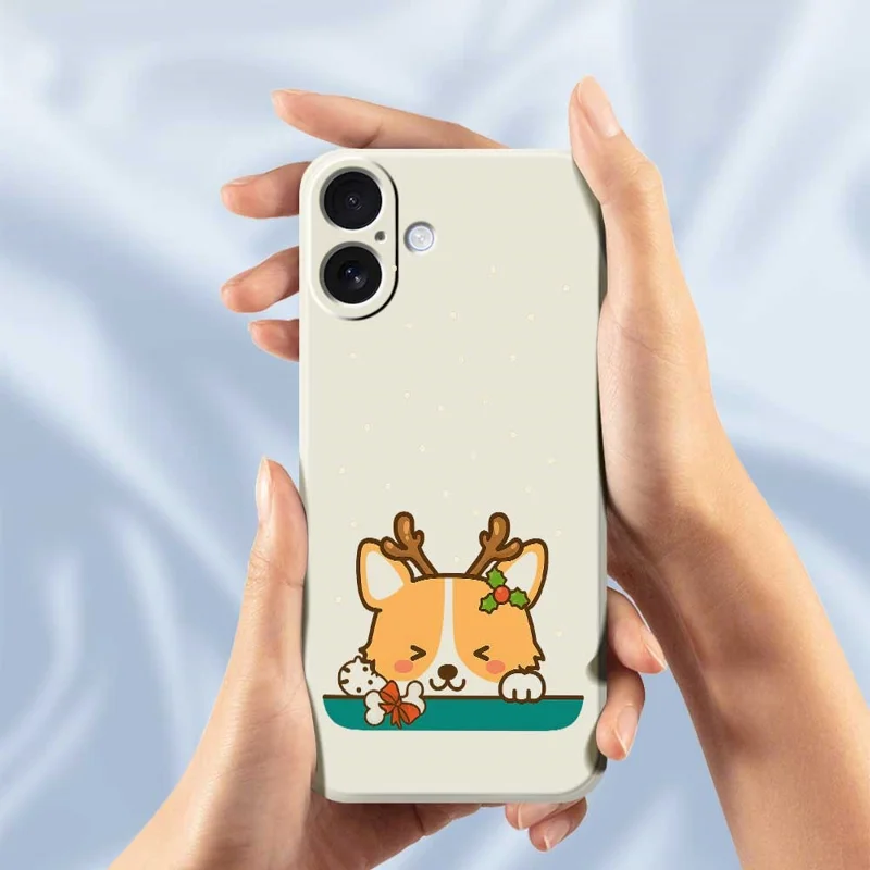 For iPhone 17 Case Cute Deer Pattern Printing Straight Edge TPU Phone Back Cover - Black