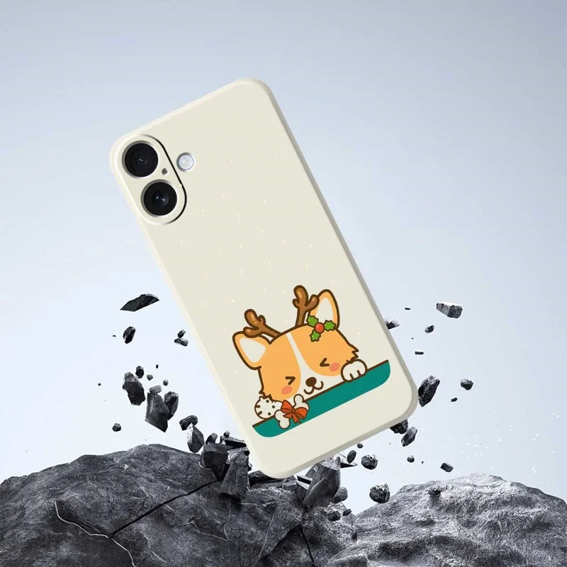 For iPhone 17 Case Cute Deer Pattern Printing Straight Edge TPU Phone Back Cover - Black