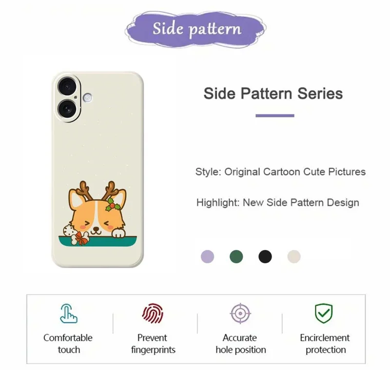 For iPhone 17 Case Cute Deer Pattern Printing Straight Edge TPU Phone Back Cover - Black