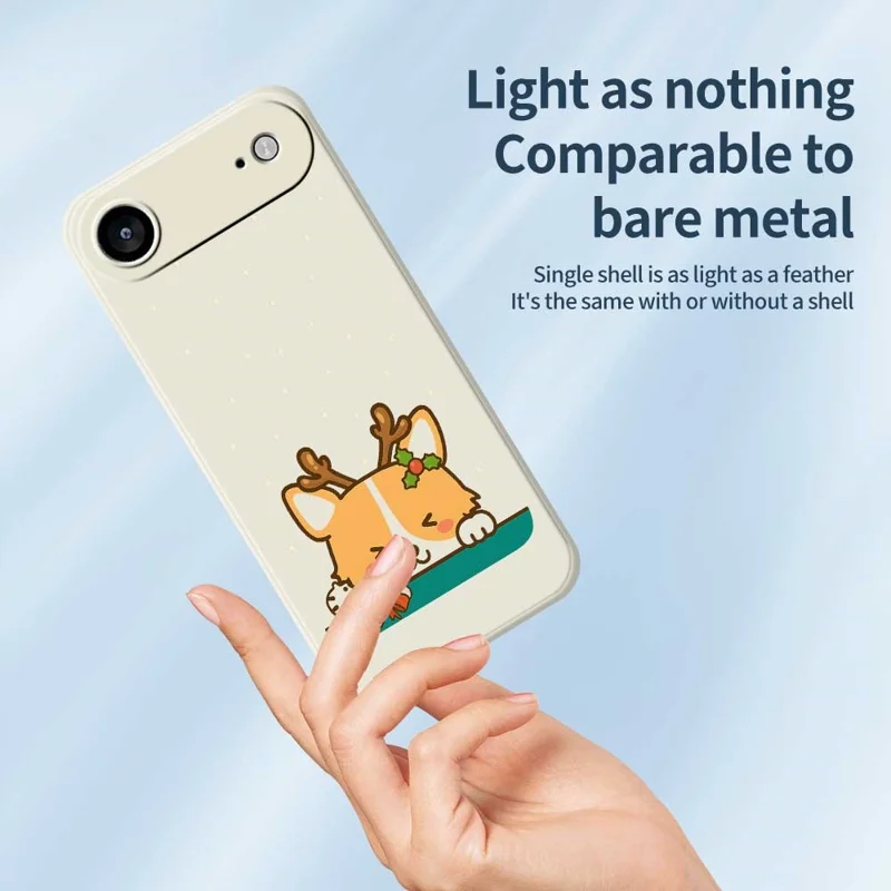 For iPhone Air Case Cute Deer Pattern Printing Straight Edge TPU Phone Back Cover - Beige