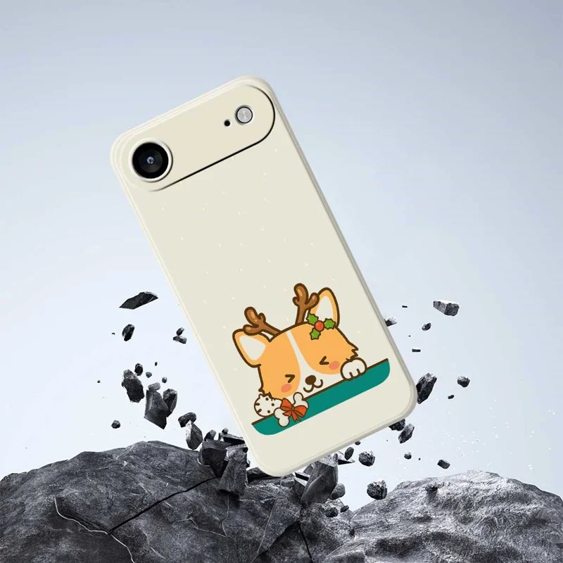 For iPhone Air Case Cute Deer Pattern Printing Straight Edge TPU Phone Back Cover - Beige