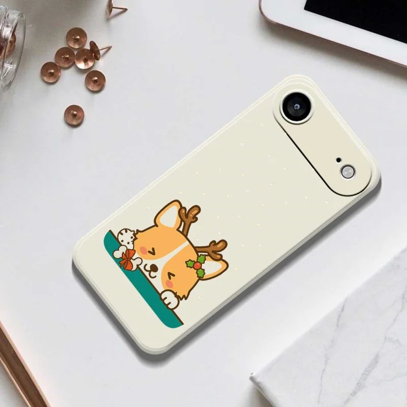 For iPhone Air Case Cute Deer Pattern Printing Straight Edge TPU Phone Back Cover - Beige