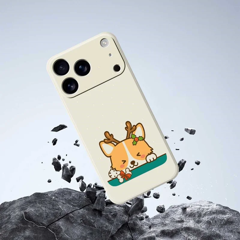 Voor iPhone 17 Pro-hoesje Schattig hertpatroon Rechte rand TPU telefoonhoesje - Paars