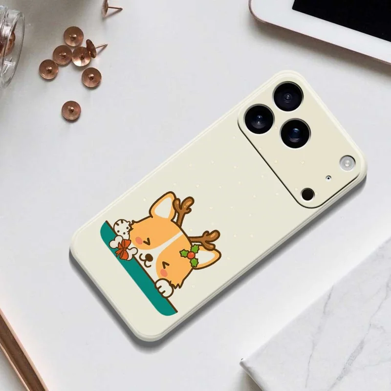 Voor iPhone 17 Pro-hoesje Schattig hertpatroon Rechte rand TPU telefoonhoesje - Paars