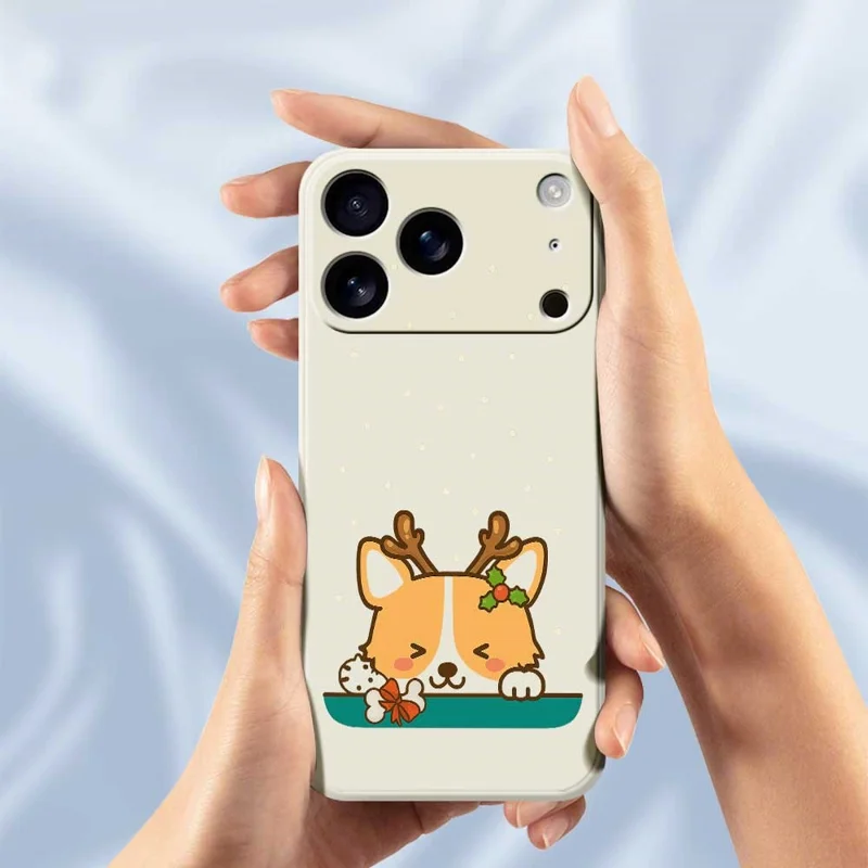 Voor iPhone 17 Pro-hoesje Schattig hertpatroon Rechte rand TPU telefoonhoesje - Paars