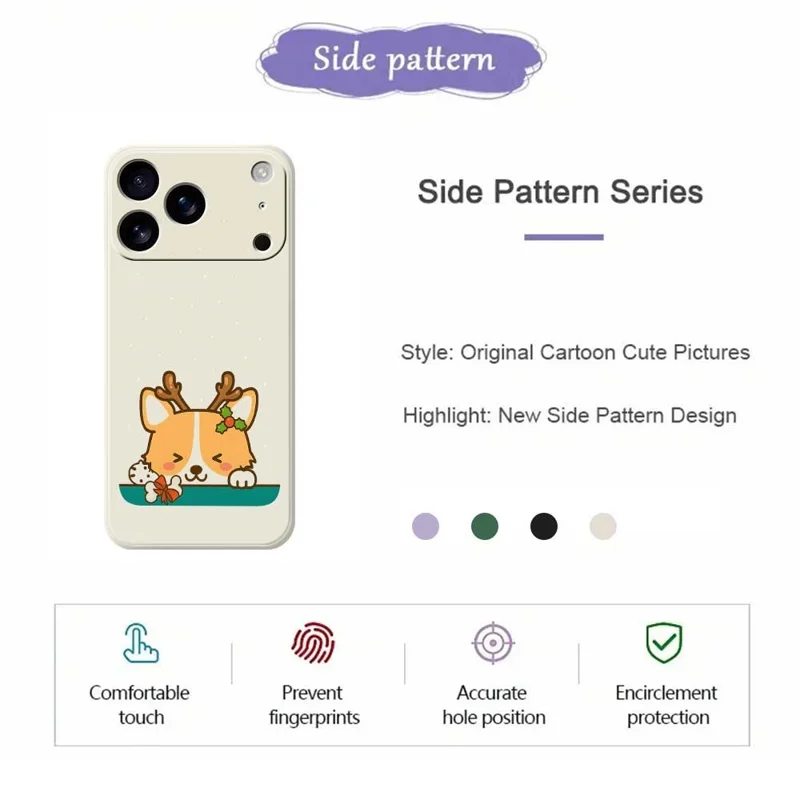 Voor iPhone 17 Pro-hoesje Schattig hertpatroon Rechte rand TPU telefoonhoesje - Paars