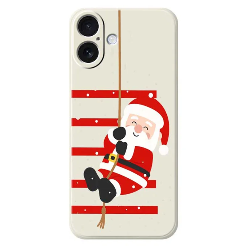 For iPhone 17 Case Santa Claus Pattern Printing Straight Edge TPU Phone Back Cover - Beige